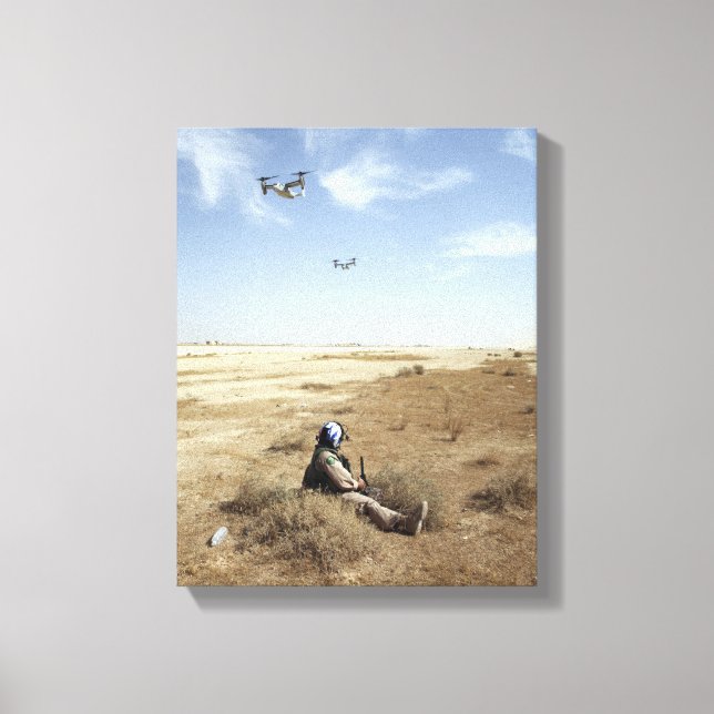 MV-22B Ospreys fly over US Navy Hospital Corpsm Canvas Print (Front)