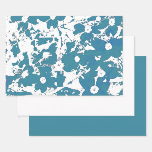 MVB Blue and White Blossom Wrapping Paper Sheet