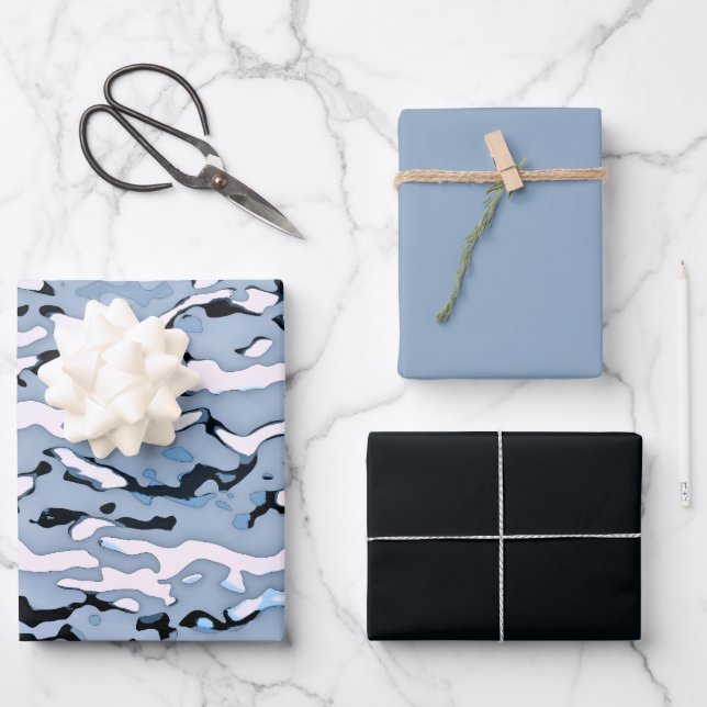 MVB Cameo Light Blue Design Wrapping Paper Sheet (Front)