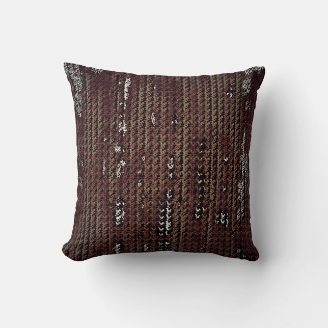 MVB Country Faux Burlap Pattern-2 tone Brown Throw Pillow (Front)