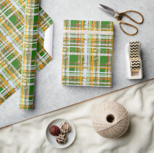 MVB Fall Plaid Green/Orange/Yellow Design Wrapping Paper