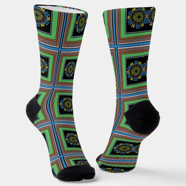 MVB Mexican Monogram able Accent Border design Socks (Angled)