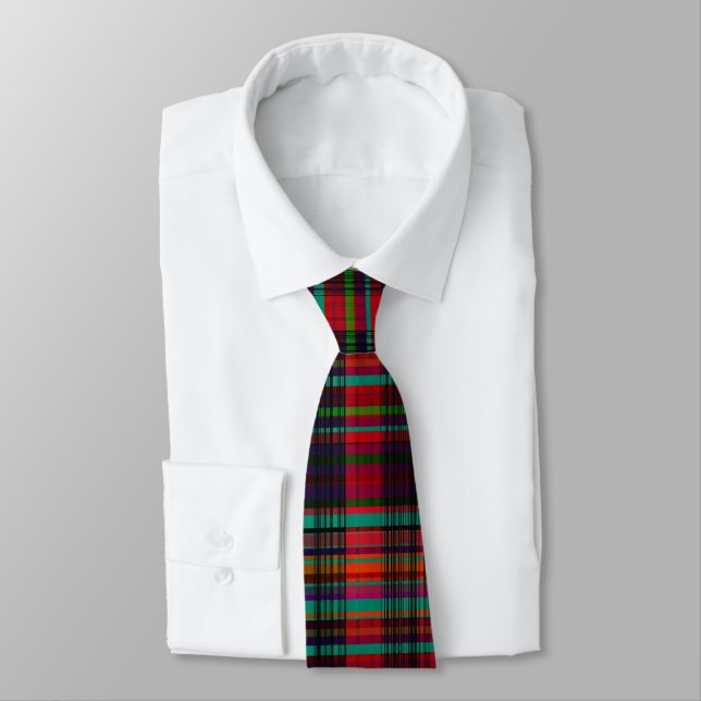MVB Multi Colour Plaid Pattern Neck Tie (Tied)