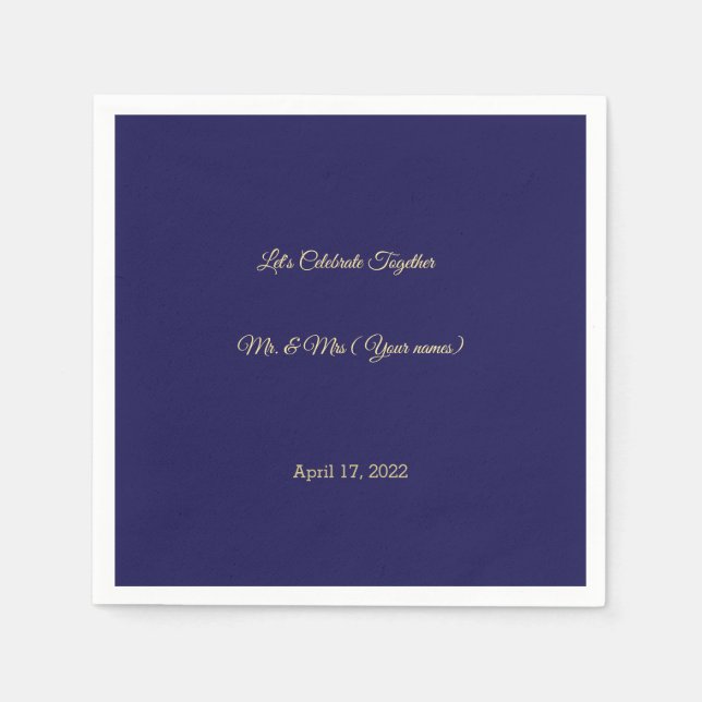 MVB Navy Faux Metallic Gold Design Napkins (Front)