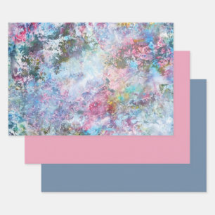 MVB Pastel Vintage Floral Design Wrapping Paper Sheet