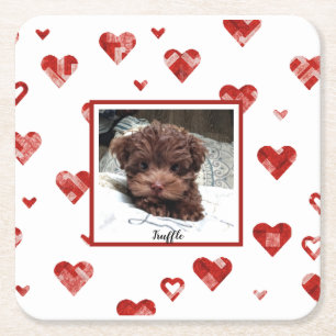 MVB Photo Bandana Scattered Heart Square Paper Coaster