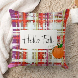 MVB Pumkin Plaid-Hello Fall Throw Pillow