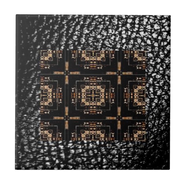 MVB Quad Cross Design Tile /Faux Leather Black (Front)