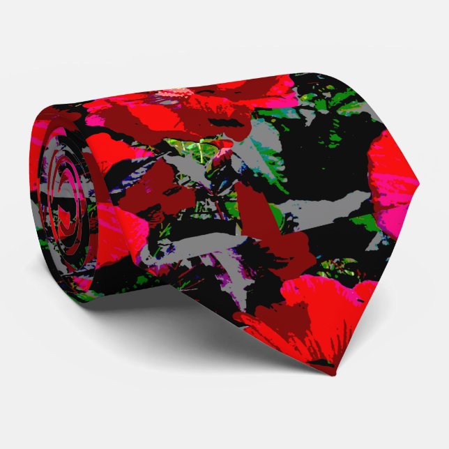 MVB Red Poppy Flowed Design Tie (Rolled)