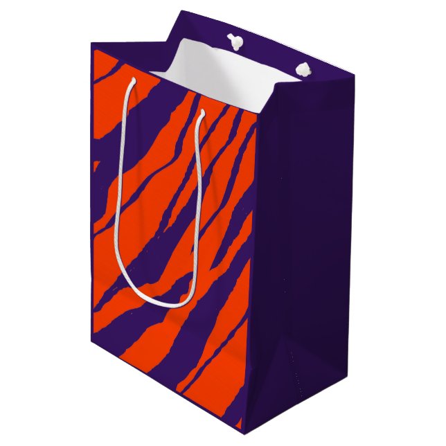 MVB Tiger Stripes Design- Orange & Purple Medium Gift Bag (Front Angled)