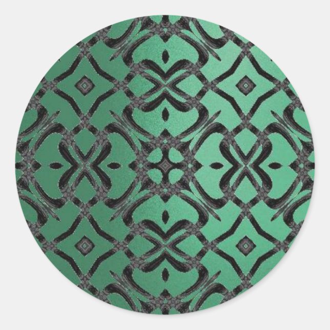 MVB X Lace Pattern Sticker- Teal Green Classic Round Sticker (Front)