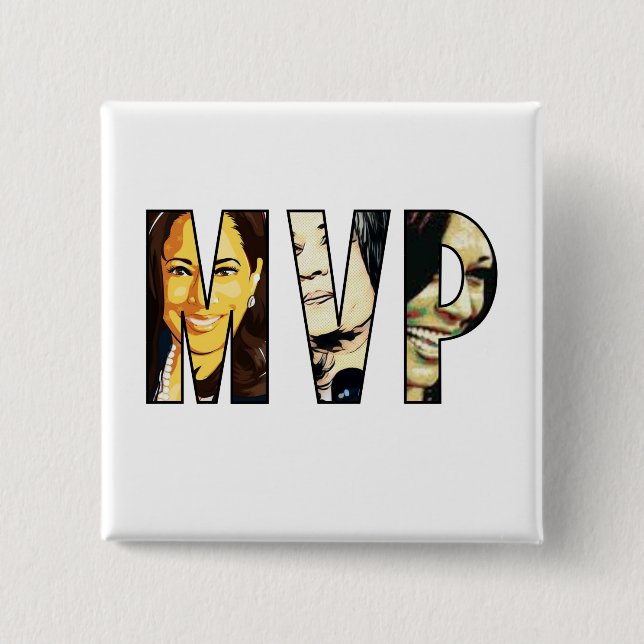 MVP Madam Vice President Kamala Harris 2 Inch Square Button (Front)