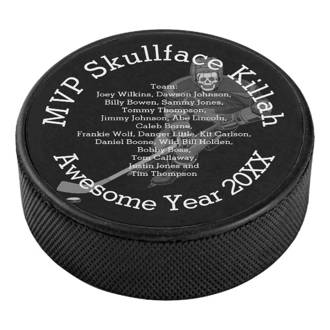 MVP Personalize with Name or Nickname & Team Names Hockey Puck (3/4)
