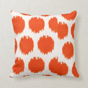 MW Ikat Dots, Orange Sq Throw Pillow