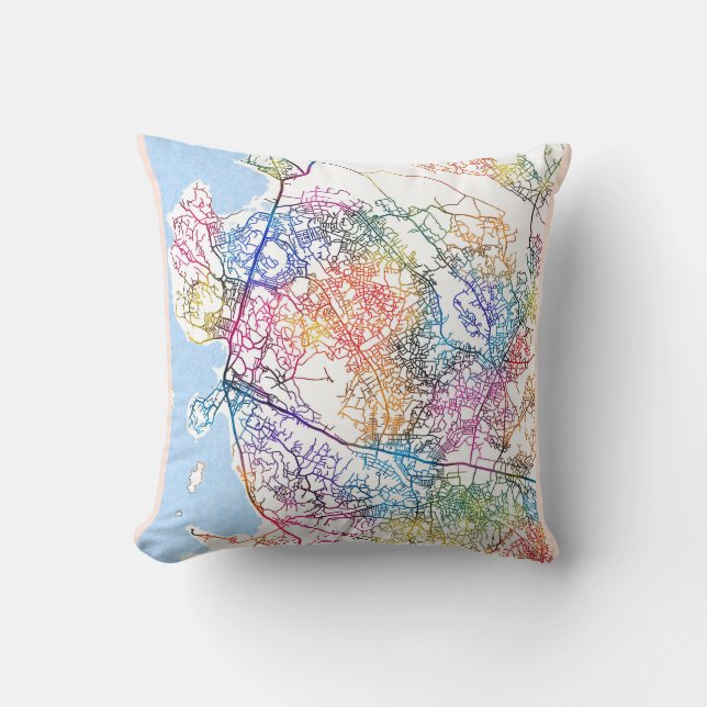 Mwanza Tanzania City Map Throw Pillow (Front)