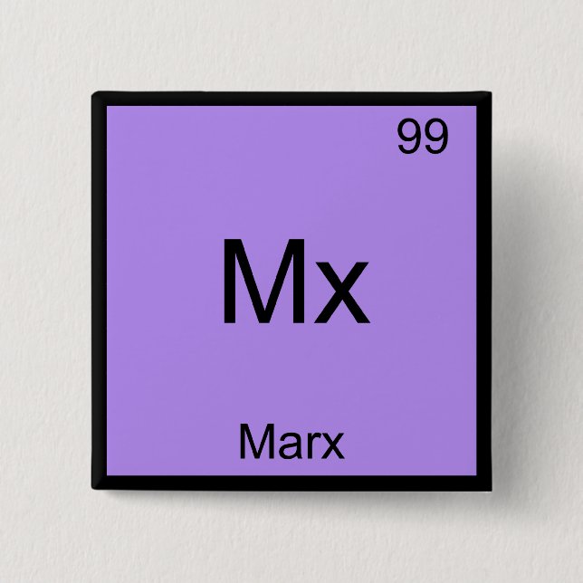 Mx - Marx Funny Element Chemistry Symbol T-Shirt 2 Inch Square Button (Front)