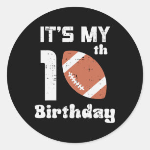 My 10th Birthday American Football 10 Years Old Bd Classic Round Sticker