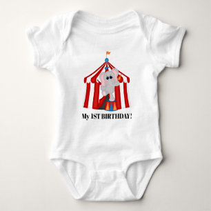 My 1st Birthday add message circus elephant Baby Bodysuit