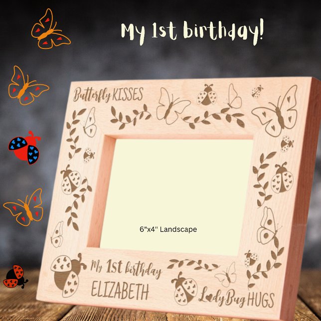 My 1st Birthday Buttefly-Ladybug Personalized 6x4 Etched Frames (Creator Uploaded)