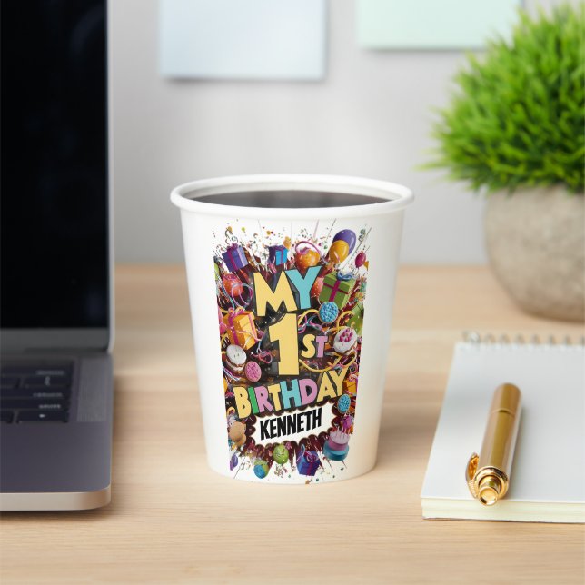 My 1st Birthday Cookies Cake And Balloons  Paper Cups (Insitu)