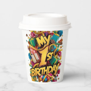 My 1st Birthday Cookies Cake And Balloons  Paper Cups