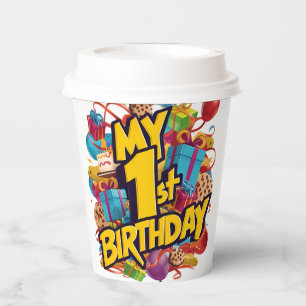 My 1st Birthday Cookies Cake And Balloons  Paper Cups