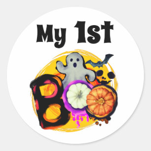 My 1st Boo Cute Ghost Baby's 1st Halloween   Classic Round Sticker