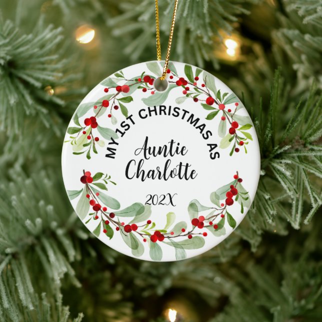 My 1st Christmas as Auntie, Photo, Personalized Ceramic Ornament (Tree)