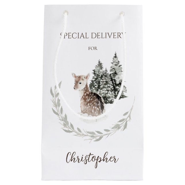My 1st Christmas Baby Deer Small Gift Bag (Front)