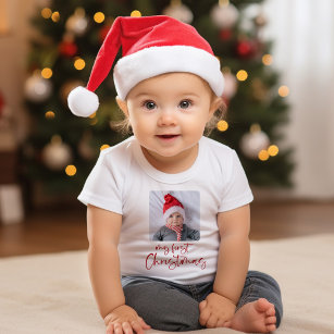 My 1st Christmas Baby Script Photo  Baby T-Shirt