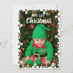 My 1st Christmas Cute Baby Photo Holiday Card