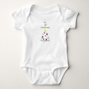 My 1st Christmas cute simple drawing Baby Bodysuit