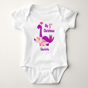 My 1st Christmas Dinosaur T-Rex Baby Bodysuit