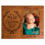 My 1st Christmas Keepsake Cherrywood Photo Frame<br><div class="desc">This special keepsake gift will always be a wonderful reminder of the love that you h decorative wood photo frame holds 1- 4x6 photo. Words are laser engraved and photo is protected with glass.</div>