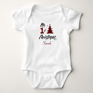 My 1st Christmas plaid Baby Bodysuit