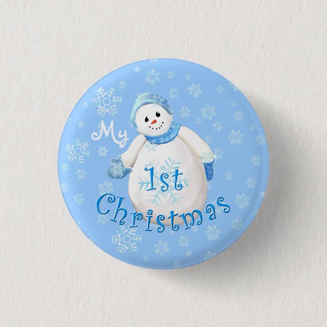 My 1st Christmas Snowman 1 Inch Round Button (Front)