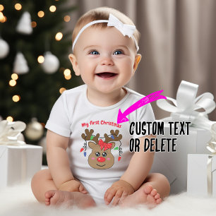 🎅❄ My 1st Christmas with cute reindeer girl Baby Bodysuit