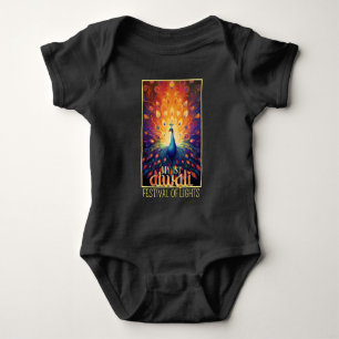 My 1st Diwali Vibrant Peacock Festival of Lights  Baby Bodysuit