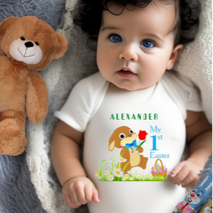 My 1st Easter Personalized Easter Bunny & Eggs Baby Bodysuit