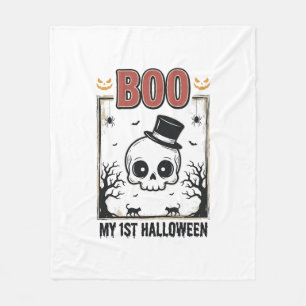 My 1st Halloween Baby Skull Vintage Engraving Shir Fleece Blanket
