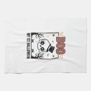 My 1st Halloween Baby Skull Vintage Engraving Shir Kitchen Towel