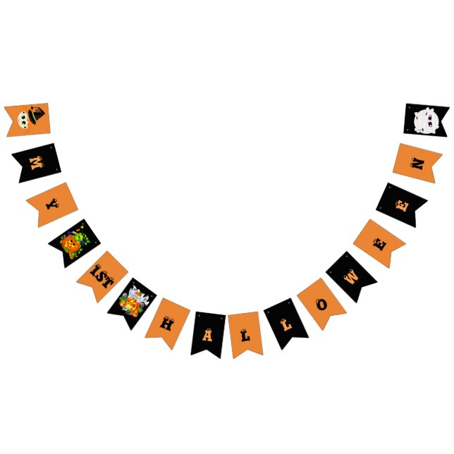 My 1st Halloween Cute Spooky Friends Bunting Flags (All)