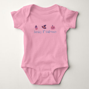 My 1st Halloween Pink Pumpkin Personalized Baby Bodysuit