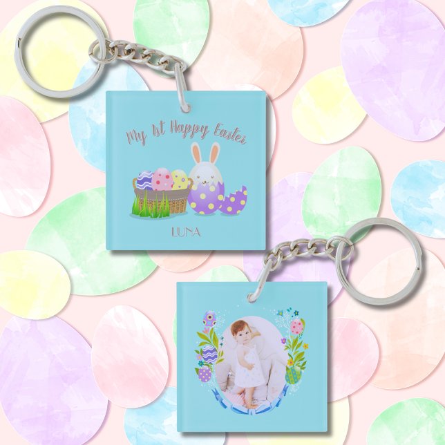 My 1st Happy Easter Square  Keychain (My 1st Happy Easter Square Keychain)