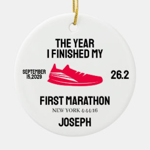 My 1st Marathon Runner First Marathoner Running Ceramic Ornament