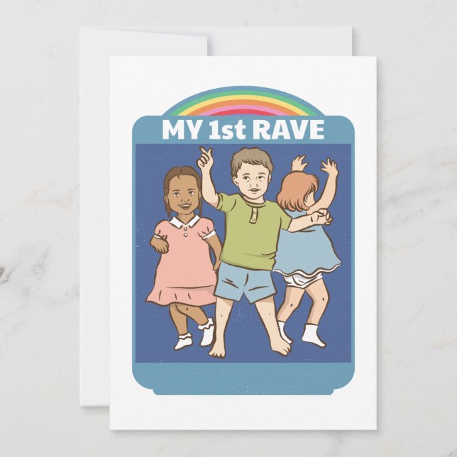 My 1st Rave Vintage Illustration Invitation (Front)