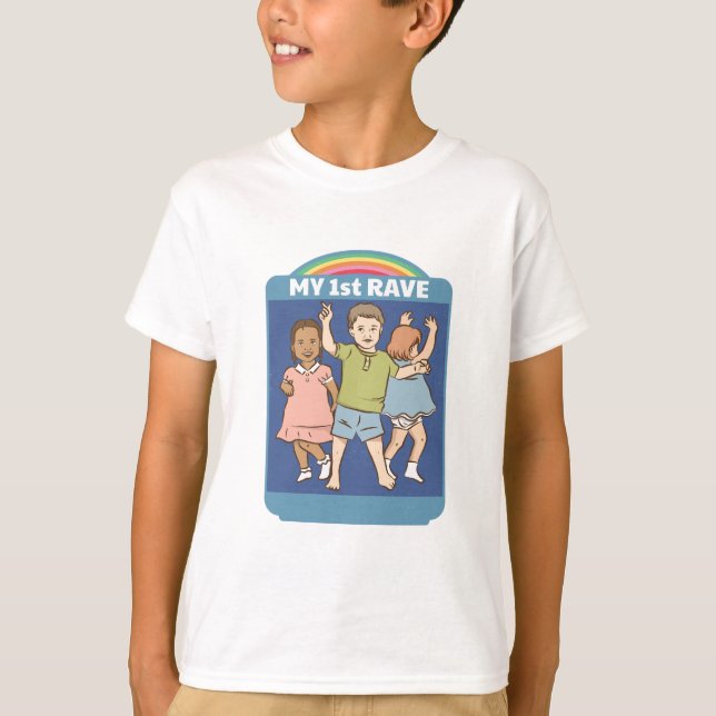 My 1st Rave Vintage Postcard Illustration T-Shirt (Front)