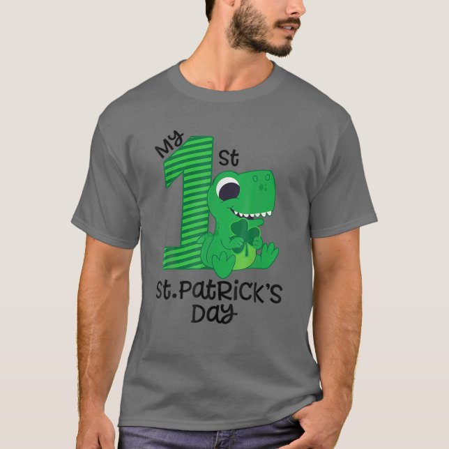 My 1St Rex Dinosaur Saint Patrick Day, Cute Tee (Front)