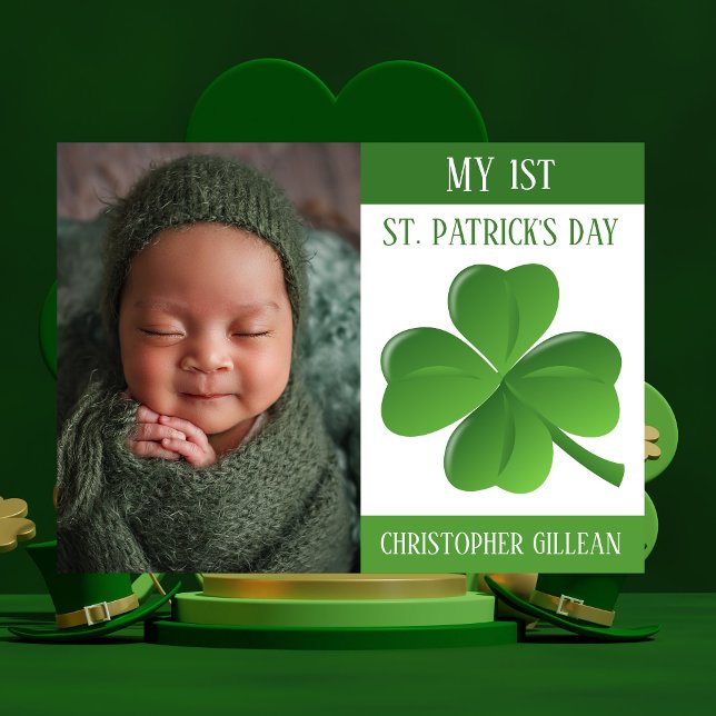 My 1st St Patrick's Day Baby Photo Shamrocks  Holi Holiday Card (Creator Uploaded)