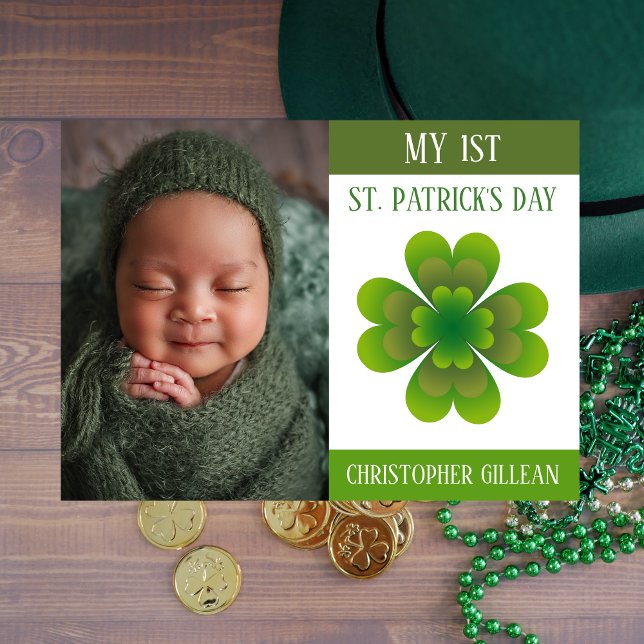 My 1st St Patrick's Day Baby Photo Shamrocks  Holiday Card (Creator Uploaded)